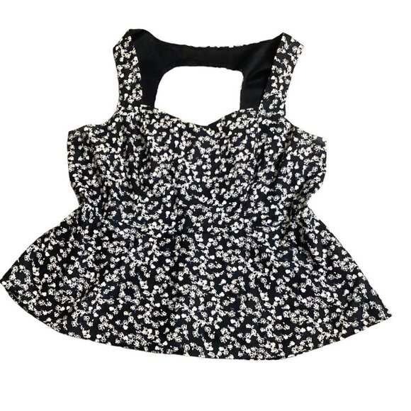 Torrid Ditsy Floral Sleeveless Peplum Top Back Cutout Plus Sz 3 (22/24/3X) #130N - Picture 2 of 8